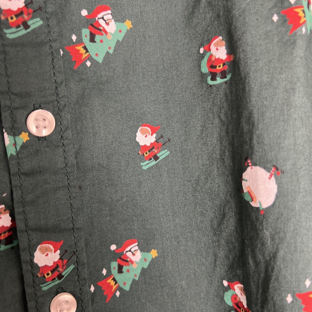 H & M 4-5 Y Christmas Holiday Button‎ Shirt Long Sleeves Santa Elves Candy Canes - Picture 5 of 6